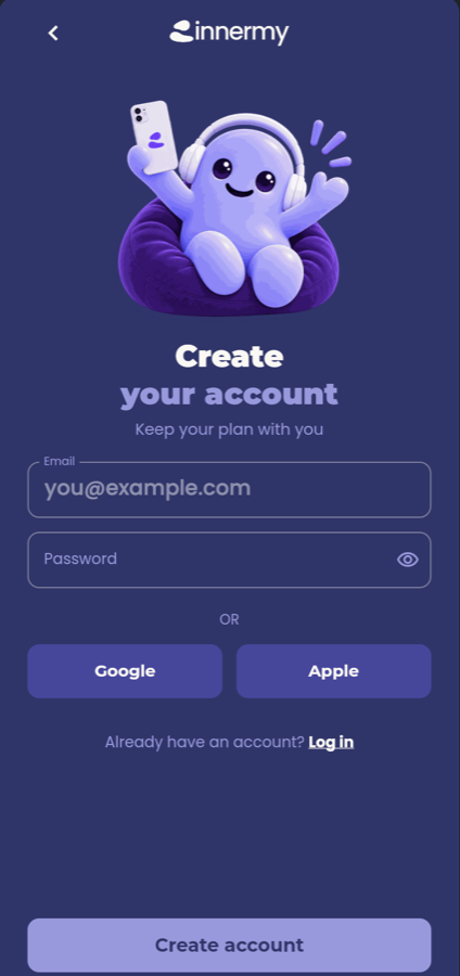 InnerMy sign-in screen with the Inny mascot